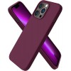 Husa iPhone 14 Pro Max, Silicon Catifelat cu Interior Microfibra, Burgundy